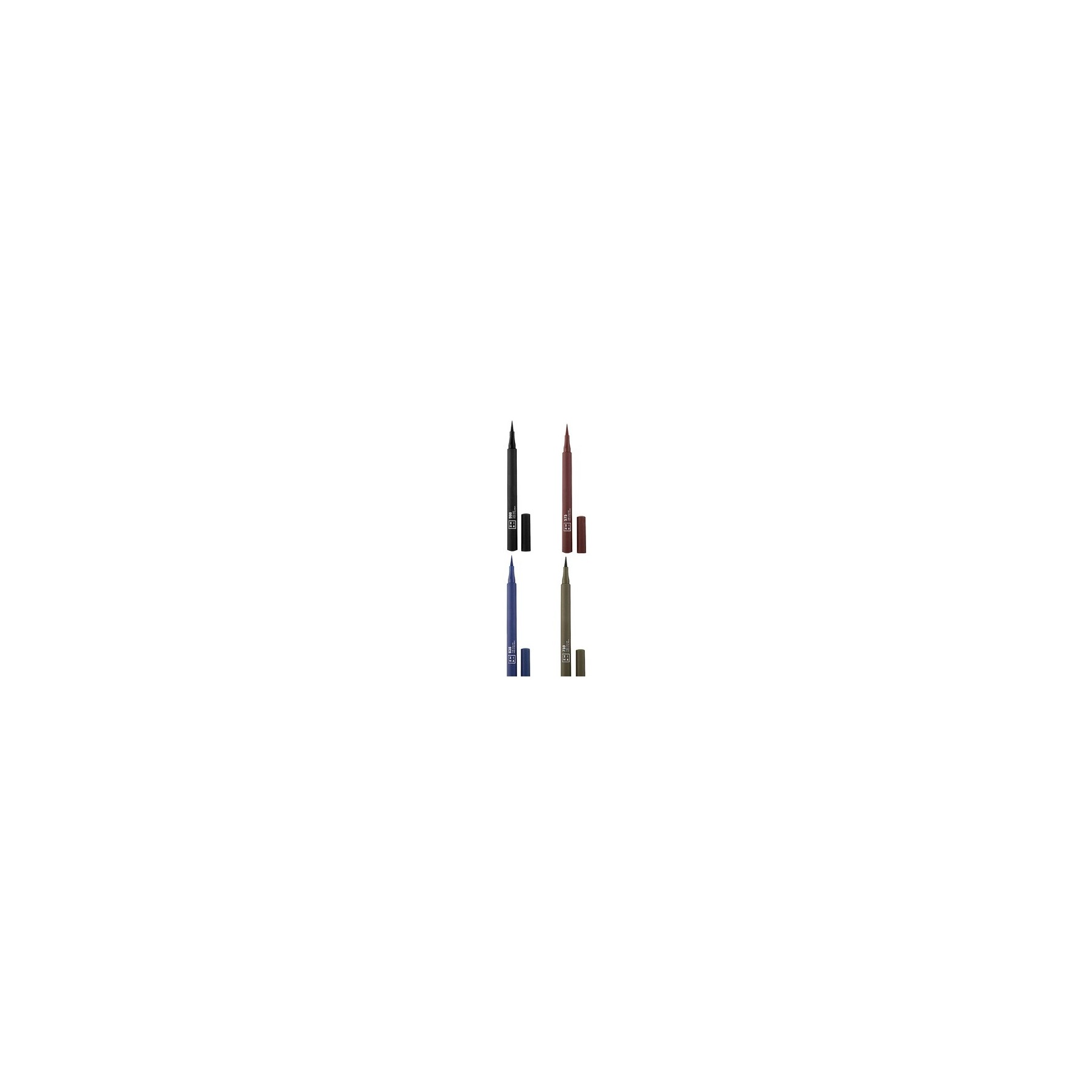3ina Eyeliner Set 24H Black Brown Dark Blue Olive Green Fine Tip Longwear Matte Formula - Vegan and Cruelty Free
