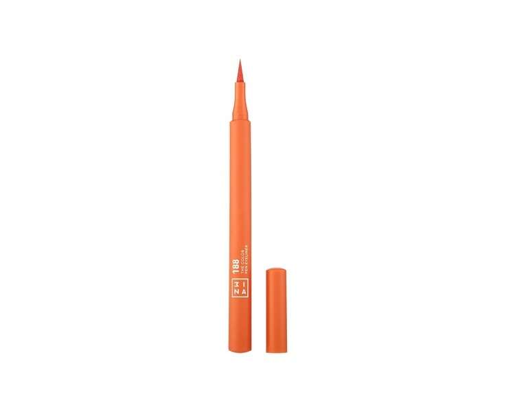 3INA MAKEUP The Color Pen Eyeliner 188 Orange Liquid 10h Longwear Smudge-proof Formula for Sensitive Eyes Vegan - Cruelty Free