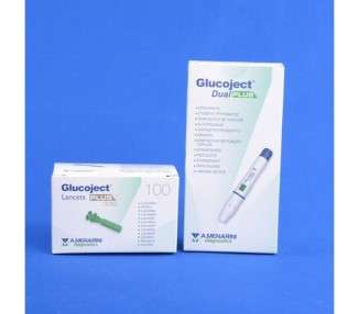 GlucoJect Dual Plus Lancets and Lancing Device for Blood Sugar Testing - 100 Count