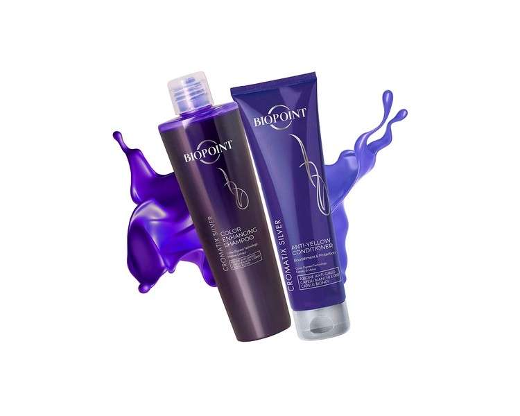 BIOPOINT Cromatix Purple Shampoo and Conditioner Set for Blonde Hair Blue No Yellow Toner for Bleached and Grey Hair