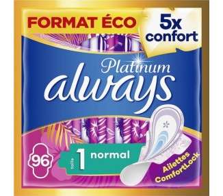 Always Platinum Damenbinden with Wings Normal Plus Eco 5 Comfort Sizes Size 1