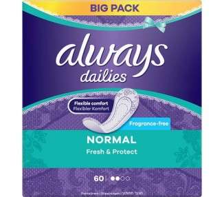 Always Dailies Normal Fresh & Protect Breathable Panty Pads with Absorbent Core 60 pcs