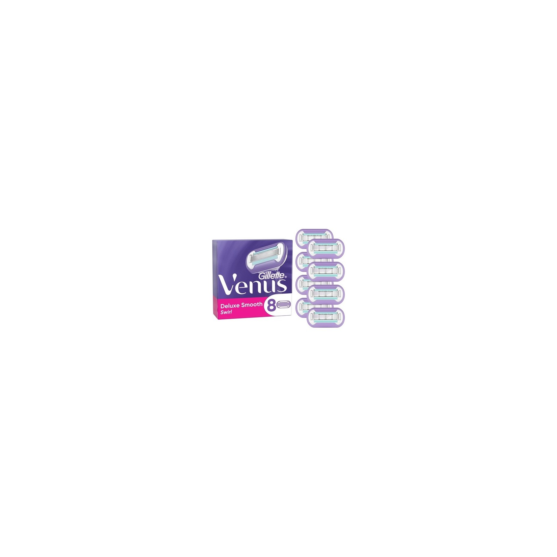 Gillette Venus Deluxe Smooth Swirl Women's Razor Blades 5-Blade - Pack of 8
