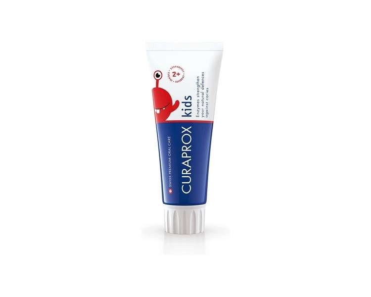 Curaprox Kids Strawberry Toothpaste for Children 2-6 Years Old 950ppm Fluoride RDA 40 Red 60ml