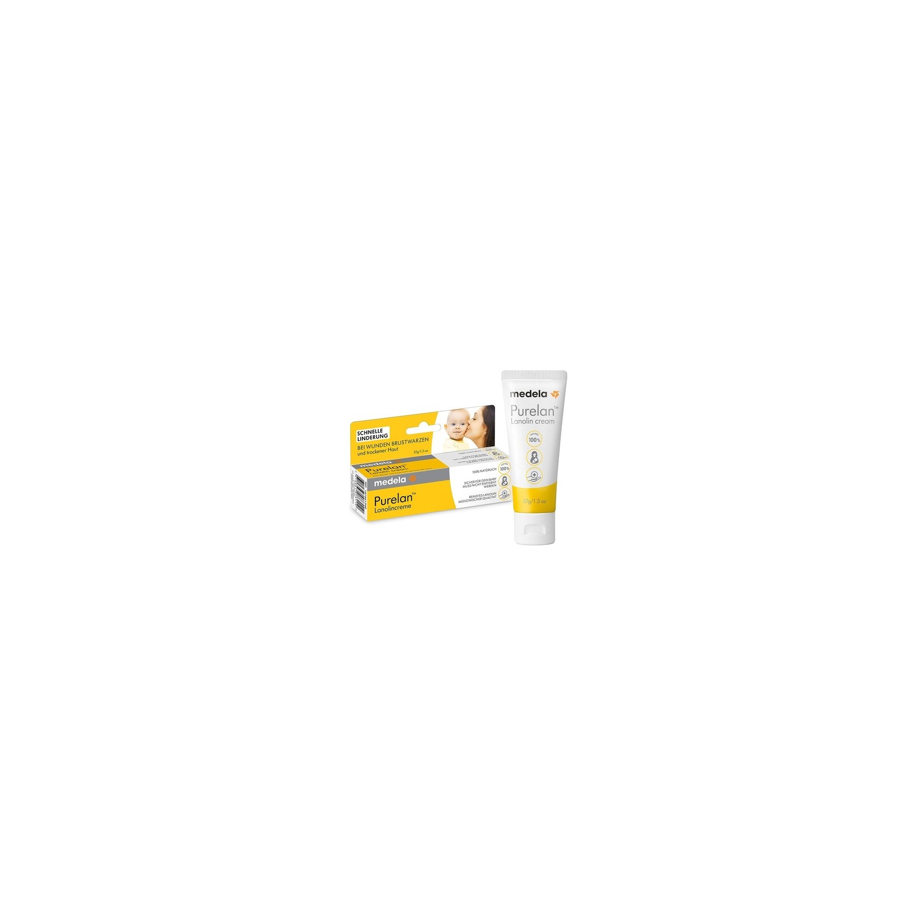 Medela Purelan 37g Lanolin Cream Quick Aid for Stressed Nipples and Dry Skin 100% Natural Hypoallergenic Dermatologically Tested and Fragrance Free