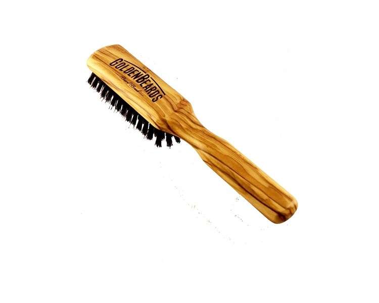 Beard Brush Set with Natural Boar Bristles and Olive Wood Handle for Men