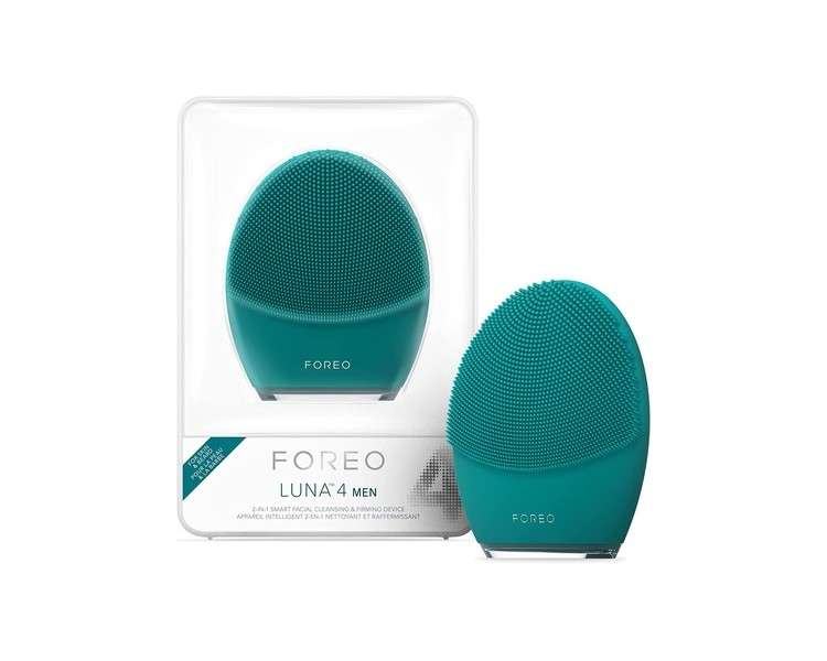 FOREO Luna 4 Men Facial Cleansing Brush for Skin and Beard Firming Face Massager Anti-Aging Enhances Absorption of Skin Care Products App-Connected USB-Rechargeable Waterproof