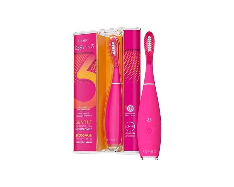 FOREO ISSA Mini 3 Wild Strawberry Electric 4-in-1 Sonic Toothbrush with Replaceable Hybrid Brush Head
