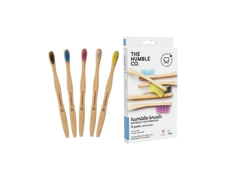 The Humble Co. Bamboo Toothbrush Soft Bristles Biodegradable Eco-Friendly Vegan 5 Pack - Family