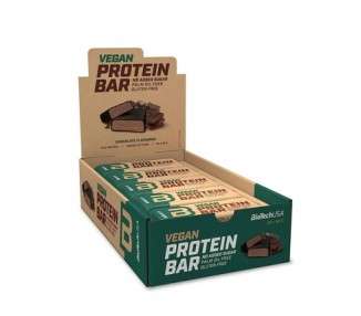 BioTechUSA Vegan Protein Bar Chocolate with Plant-Based Protein Sources and No Added Sugar 20 Bars of 50g
