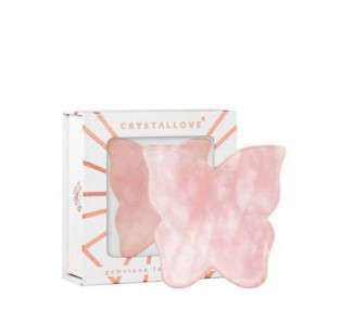 Crystallove Rose Quartz Butterfly Guasha Plate for Face Massage