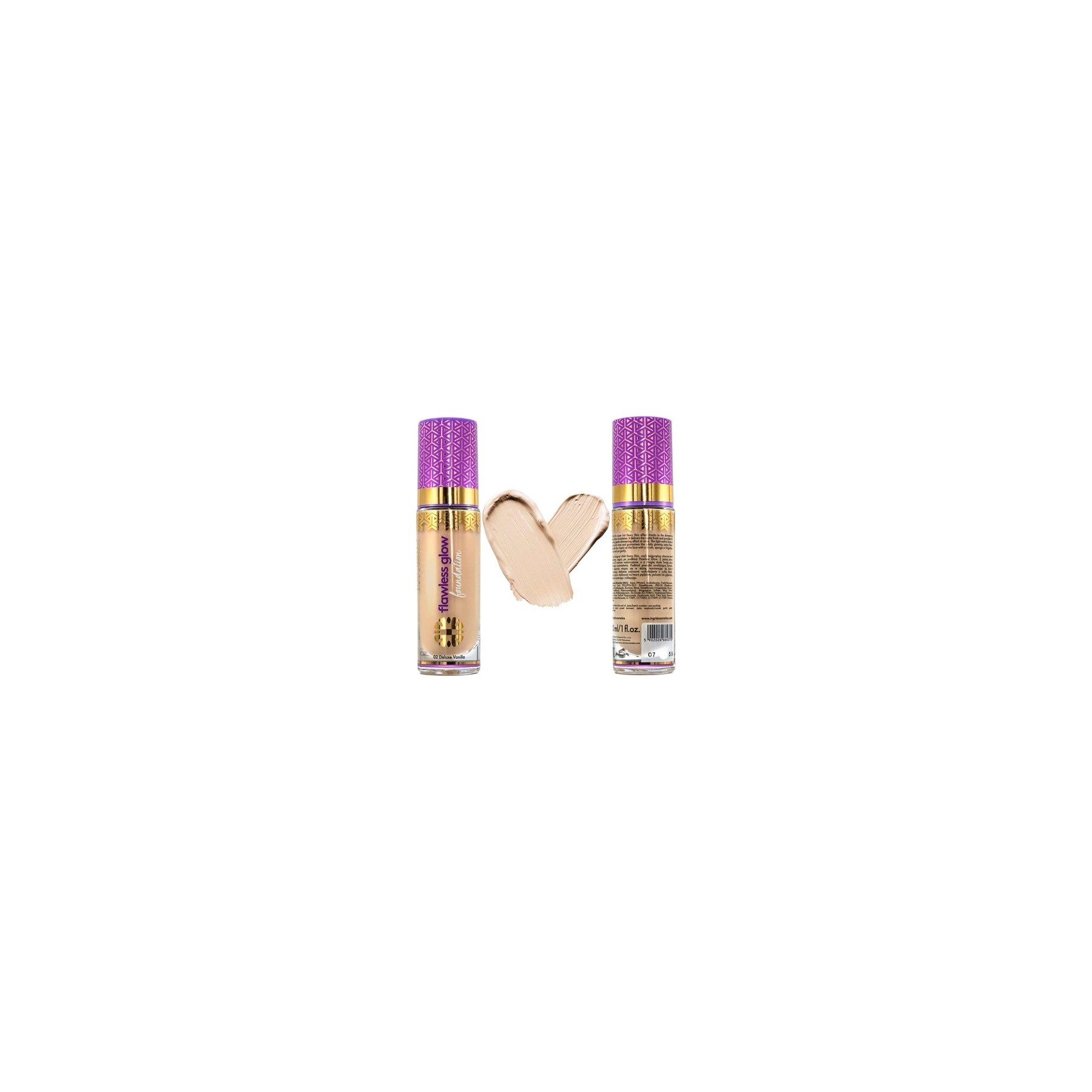 Ingrid Cosmetics BB Cream Make-Up Foundation for Combination Skin High Coverage Waterproof Natural Glow 02 Deluxe Vanilla