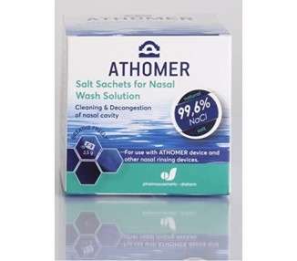Athomer Nasal Wash Salt 50 Bags x 2.5g Sea Salt - Moisturizing Nasal Spray for Adults and Children - Pack of 50