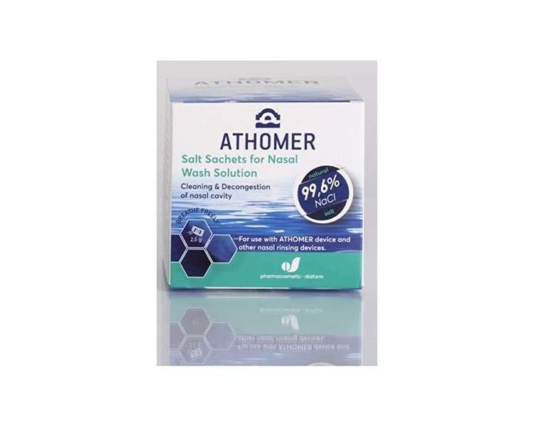 Athomer Nasal Wash Salt 50 Bags x 2.5g Sea Salt - Moisturizing Nasal Spray for Adults and Children - Pack of 50