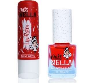Miss Nella Strawberry 'N' Cream Nail Polish and Luvvy Wuvvy Lip Balm Set for Kids