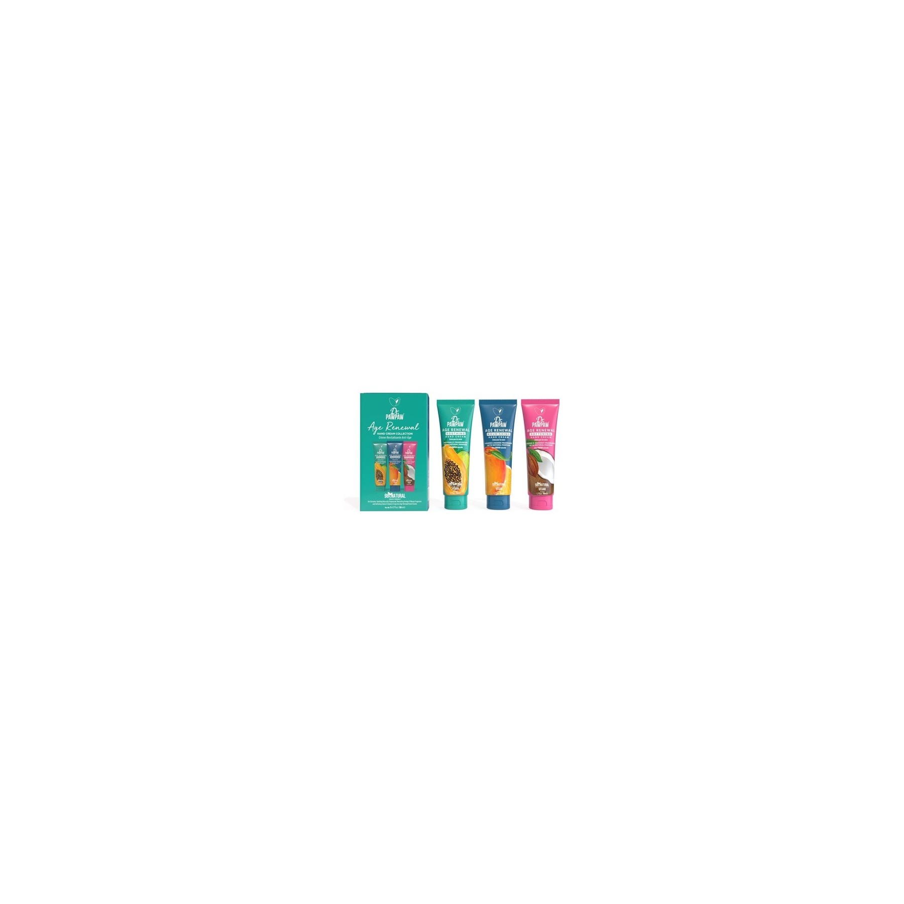 Dr.PAWPAW Age Renewal Hand Cream Collection Orange & Mango, Cocoa & Coconut, Naturally Fragranced 50ml Hand Creams - Pack of 3