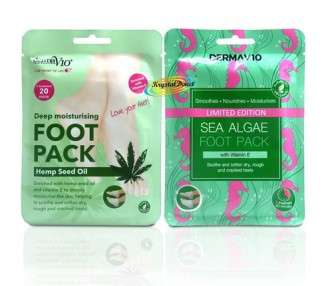 Derma V10 Moisturising Foot Pack with Hemp Seed Oil and Sea Algae Socks