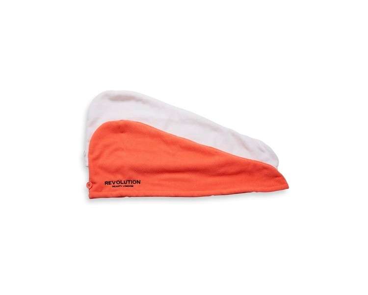Revolution Haircare Microfiber Hair Towel Wrap Fast Drying and Reduces Frizz Absorbent Turban Towel White/Coral - Pack of 2