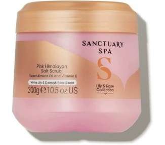 Sanctuary Spa Lily and Rose Salt Body Scrub Exfoliating Pink Himalayan Salt with Vitamin E and Almond Oil 300g