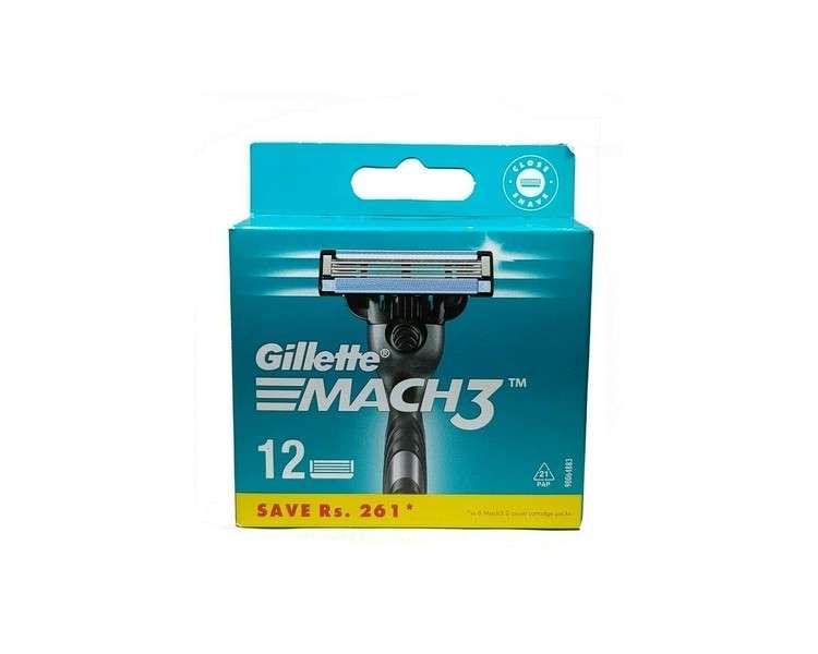 Gillette Mach3 Mens Refill Razor Blades 12 Cartridges