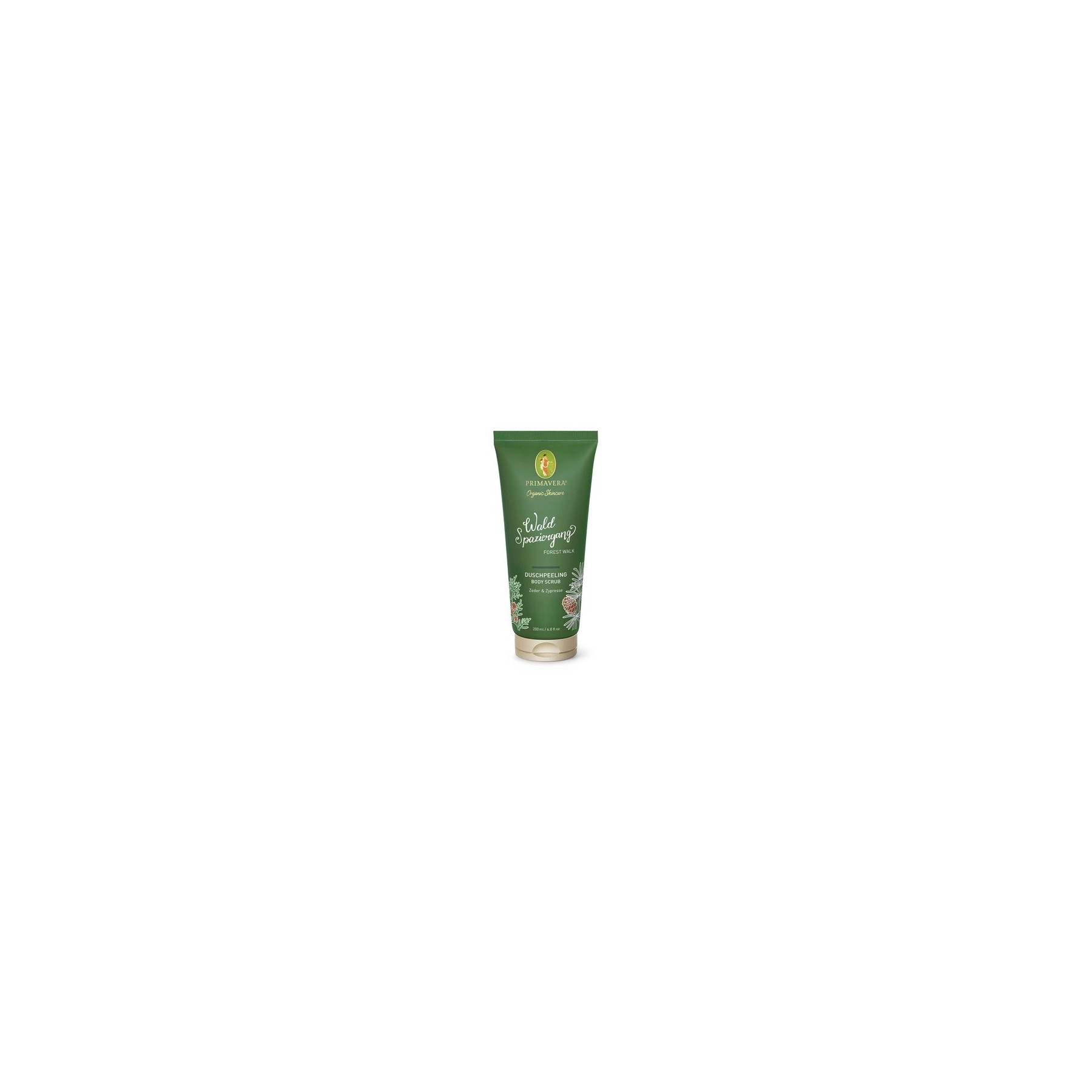 PRIMAVERA Waldspaziergang Body Scrub 200ml - Cedar and Cypress Scented Natural Exfoliant - Vegan