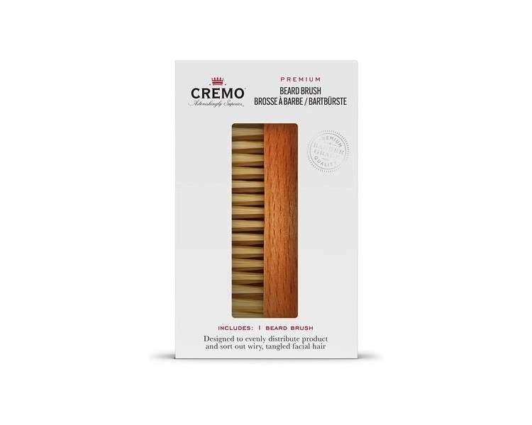 CREMO Premium Beard Brush for Men 100% Natural Sisal Wood Handle to Shape and Style Facial Hair