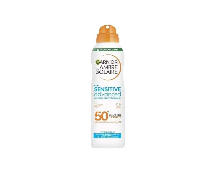 Garnier Ambre Solaire SPF 50+ Sensitive Advanced Dry Mist Sun Cream Spray 150ml