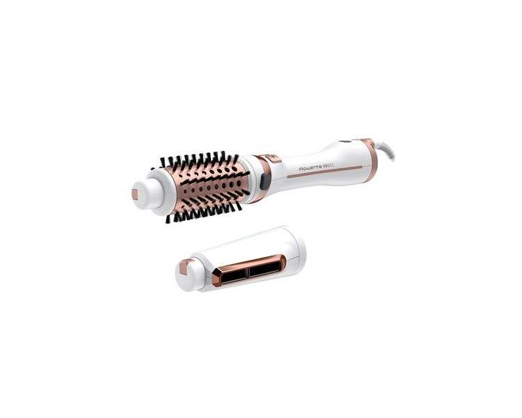 Rowenta CF9720 Brush Activ' Ultimate Care Rotating Hot Air Brush 2-in-1 Styling with Ceramic Coating and Ion Booster Technology Styling Nozzle Innovative Flip Function White/Rose Gold
