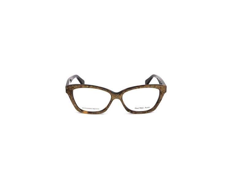 Alexander McQueen AMQ-4268-OFN Gold Havana Eyeglass Frame Without Prescription