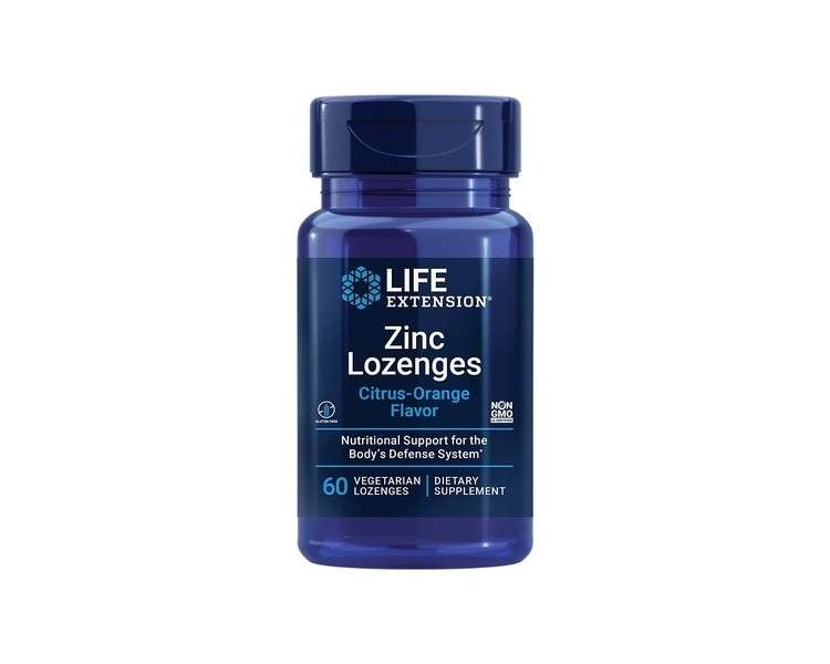 Life Extension Zinc Lozenges Citrus-Orange Flavor for Healthy Protein Synthesis & Immune Health 60 Vegetarian Lozenges