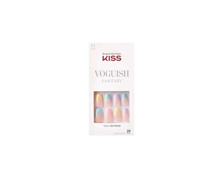 KISS Voguish Fantasy Medium Glue-On Nails Disco Ball Multi Colored 28 Piece Set