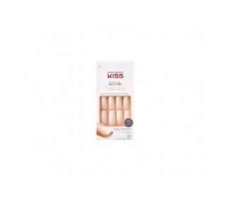 Kiss Salon Acrylic Natural Finish Glue-On Nails Long Length Bare Skinned KSN01 - Pack of 28