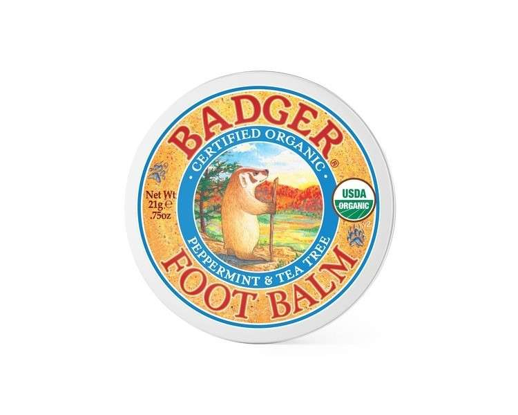 Badger Foot Balm Organic Tea Tree and Olive Oil Foot Care for Dry Cracked Heels 0.75oz