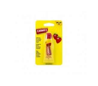 Carmex Strawberry Flavored Lip Balm Tube with SPF15 and Water Resistance 10ml