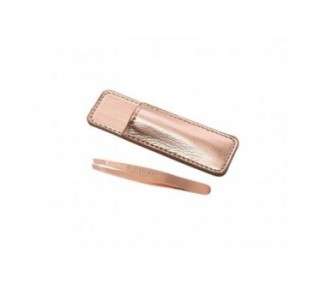 Tweezerman Rose Gold Mini Slant Tweezer with Case for Facial Hair Removal and Eyebrow Shaping for Men or Women