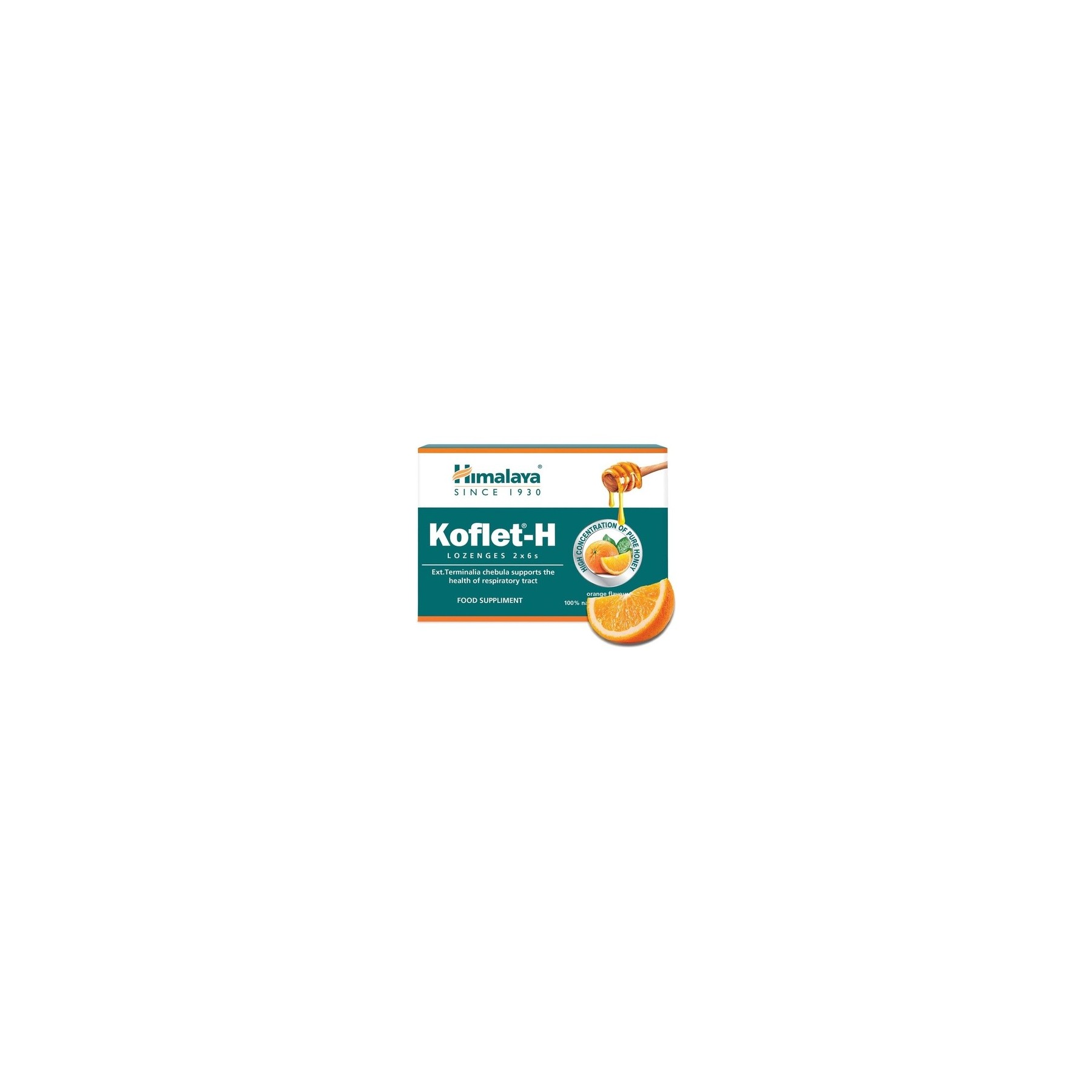 Himalaya Herbals Koflet-H Lozenges Orange Flavor with Honey, Ginger and Essential Oils 12 Lozenges
