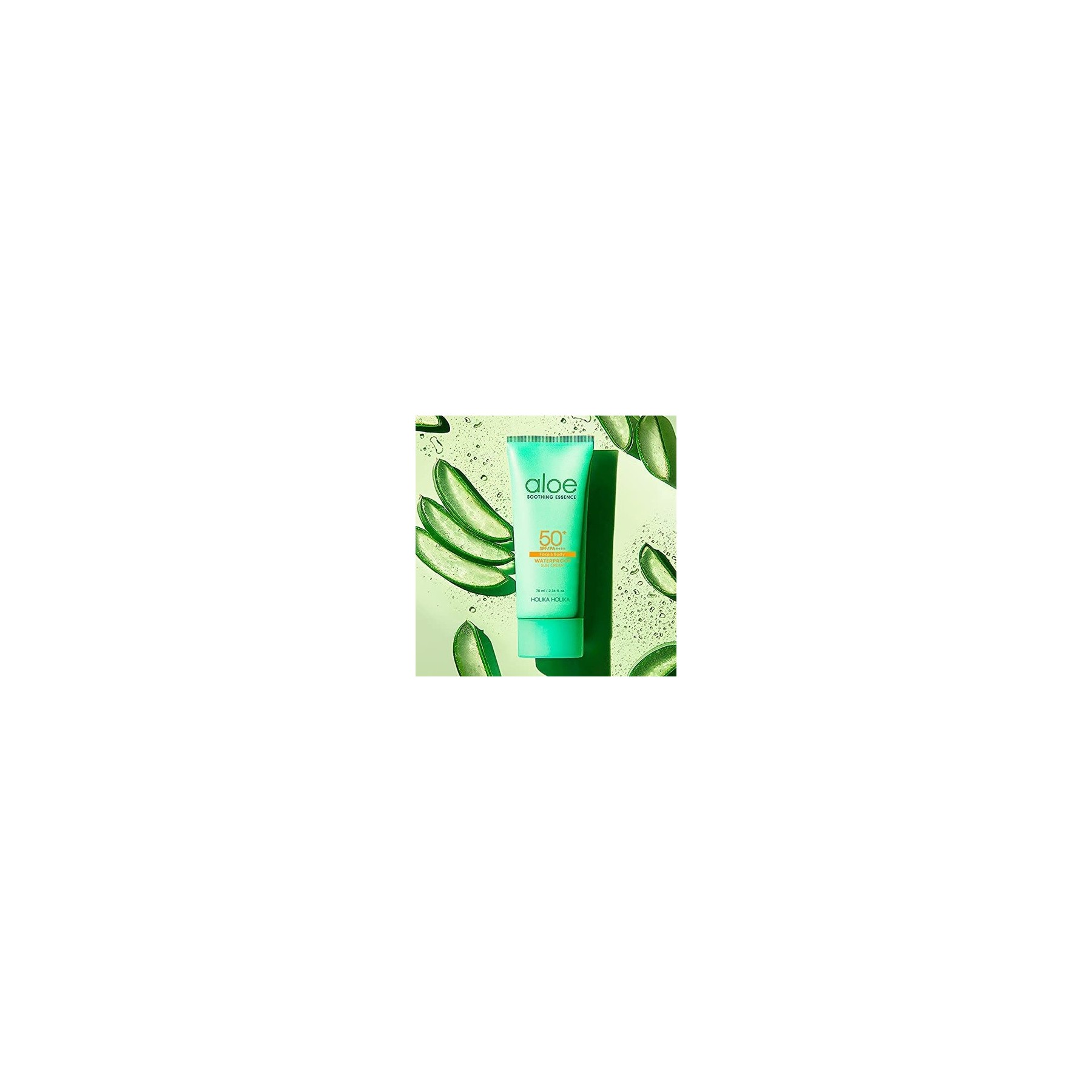 Holika Holika Aloe Waterproof Sun Cream 70ml - Mild, Soft, Moisturizing, Non-Sticky, No White Cast, Aloin Free Sunscreen