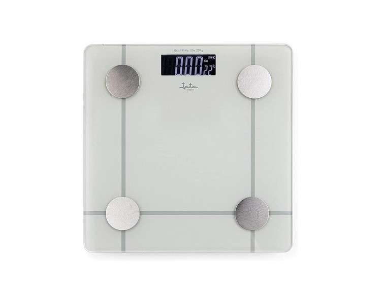 Jata Hogar HBAS1504 Digital Bluetooth Scale with Weight, BMI, Fat, Mass and Body Water Analysis - 8 Person Memory - Up to 180kg