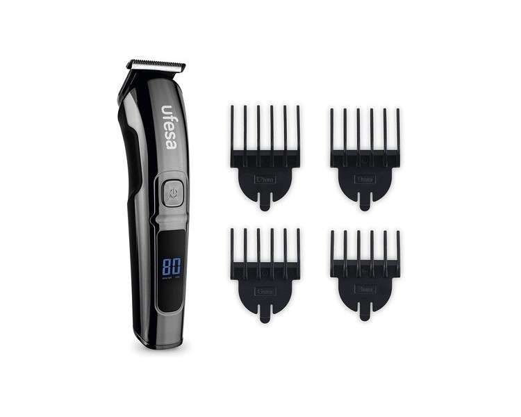 Ufesa MB6000 Beard and Hair Trimmer Cordless with 4 Combs 3-12mm 80 Minute Battery Life Black