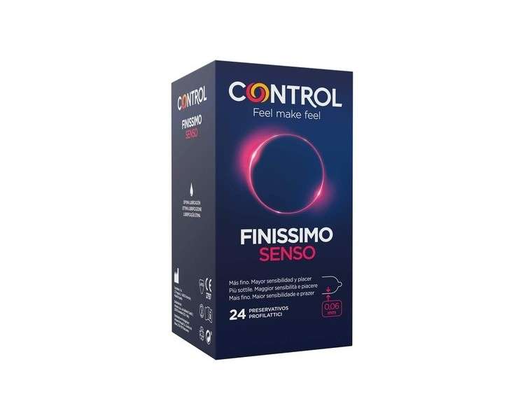 Control Finissimo Senso Condoms 24 Fine Condoms with Higher Sensitivity and Lubricant for Safe Sex