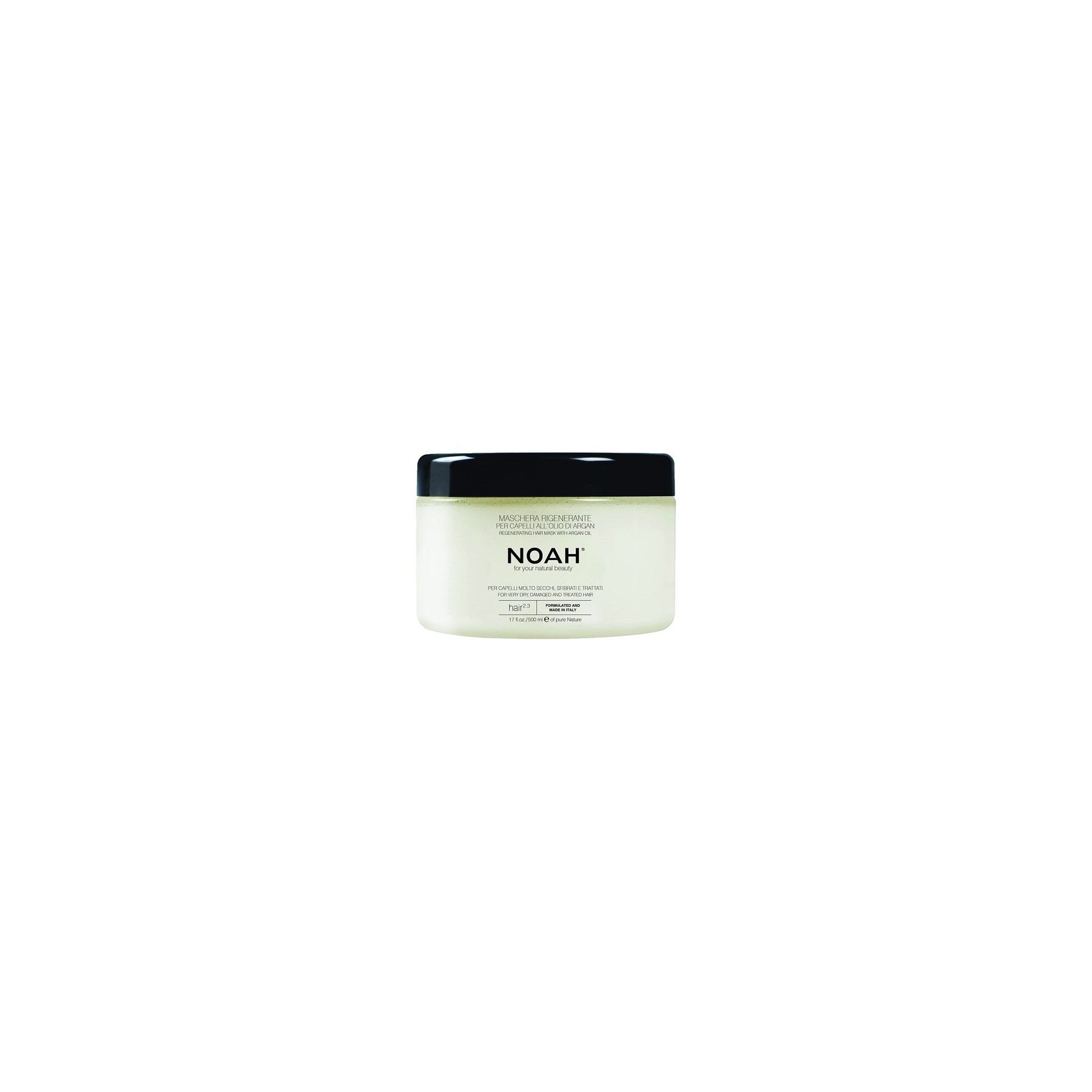 NOAH 2.3 Regenerating Mask with Argan Oil for Dry and Damaged Hair 500ml - Made in Italy - Cruelty Free, No SLS or Parabens - Nickel Tested