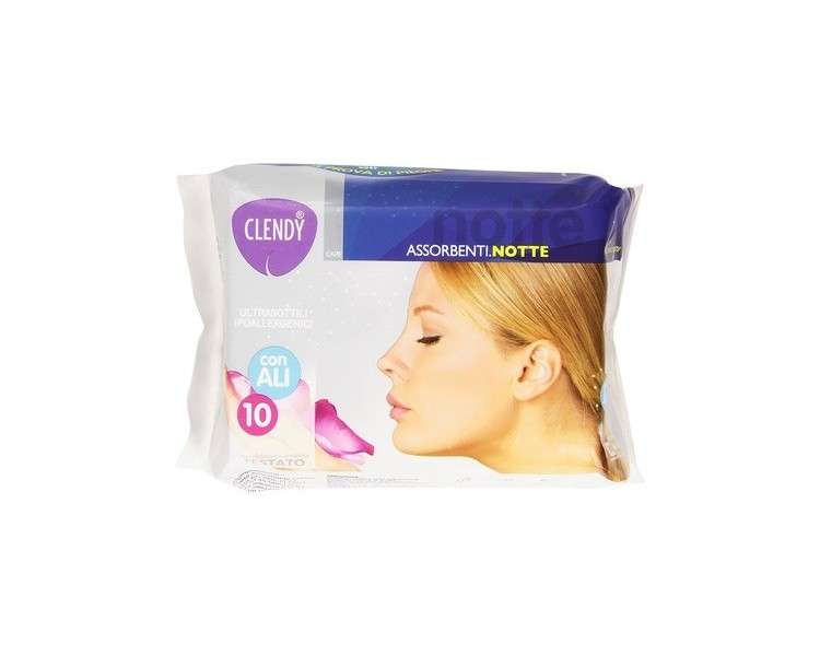 Clendy Night Sanitary Towels with Wings Pack of 10