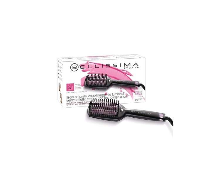 Bellissima Magic Straight Brush PB5 100 Electric Hair Straightening Brush with Ceramic Coated Bristles and Ion Technology Grey