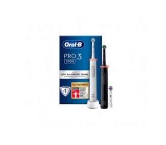 Oral-B Pro 3 3900 Electric Toothbrush with 3 Brushing Modes and Visual 360° Pressure Control for Dental Care - Pack of 2