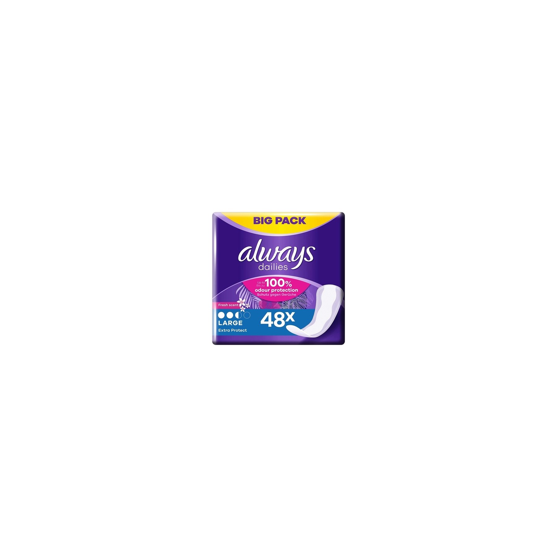 Always Dailies Ladies Large Fresh Extra Protect Breathable and Flexible Panty Liners with Absorbent Core 48 Count - Giga Pack