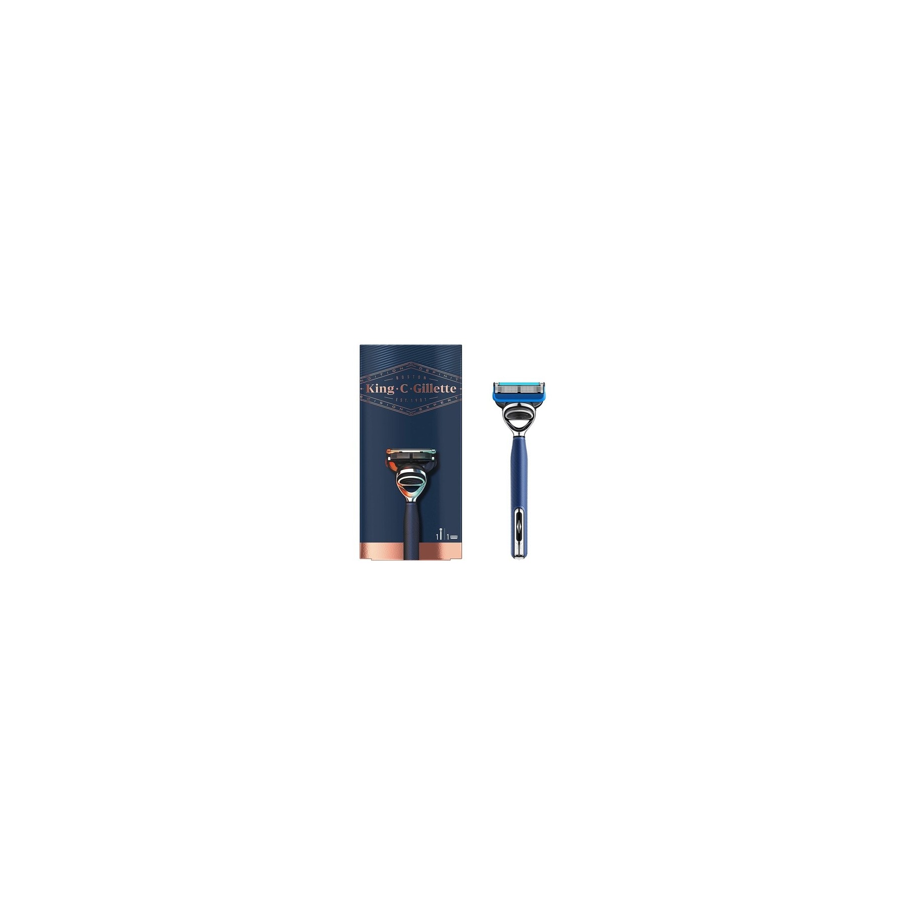King C. Gillette Shave & Edging Razor 1 Blade Marine Blue 46g Premium