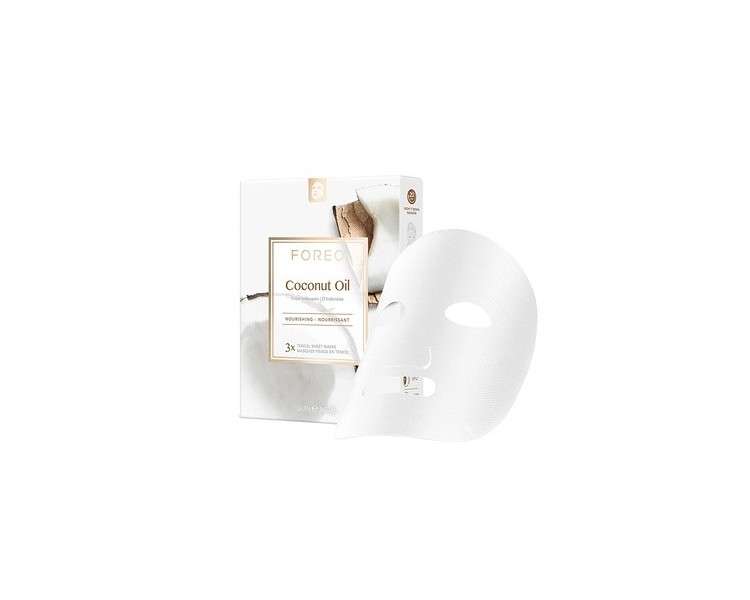 FOREO Coconut Oil Nourishing Sheet Mask for Dehydrated Skin 3 Pack - Deeply Moisturizing Clean Formula