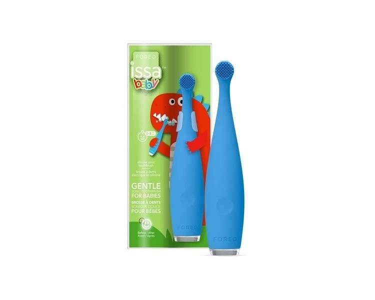 FOREO ISSA Baby Gentle Sonic Toothbrush for Babies Aged 0 to 4 Bubble Blue Dino