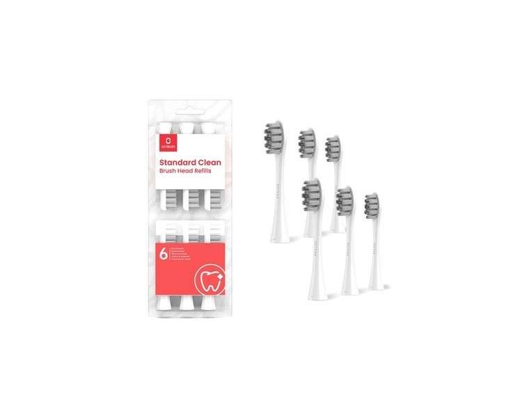 Oclean Clean Brush Head W06 Electric Toothbrush Heads 6 Pack Compatible with All Oclean Electric Toothbrushes with DuPont Bristles - White