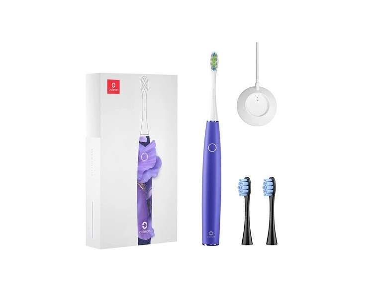 Oclean Air 2 Sonic Electric Toothbrush with Replacement Brush Head for Oclean B02 Air 2 - Purple with 2 Black Brush Heads